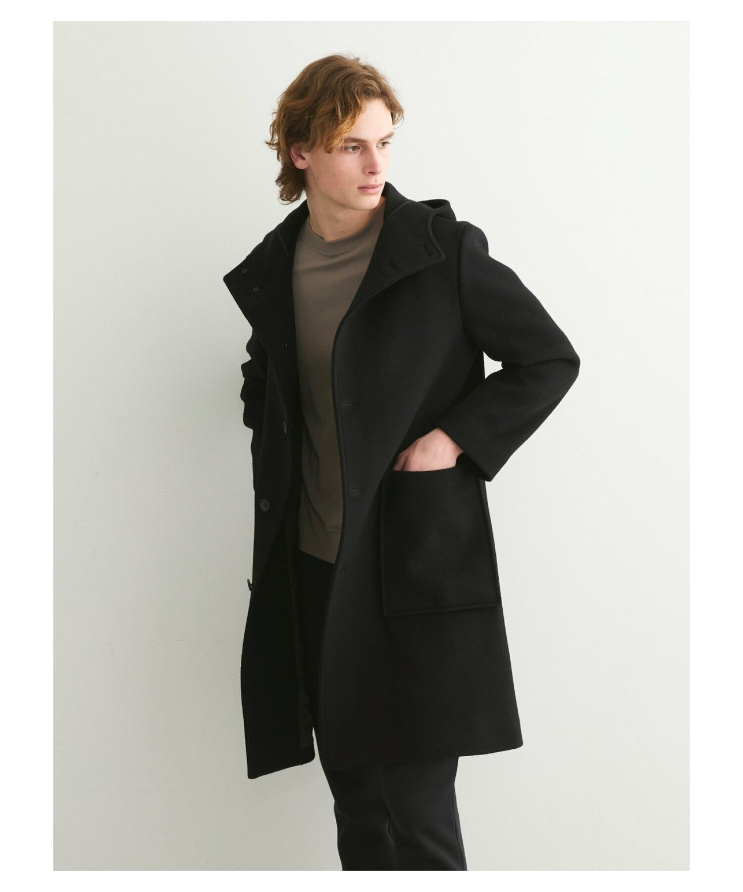 Wool beaver hooded coat